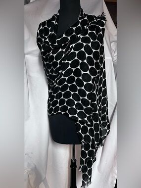 Black and White Large Polka Dot Scarf
